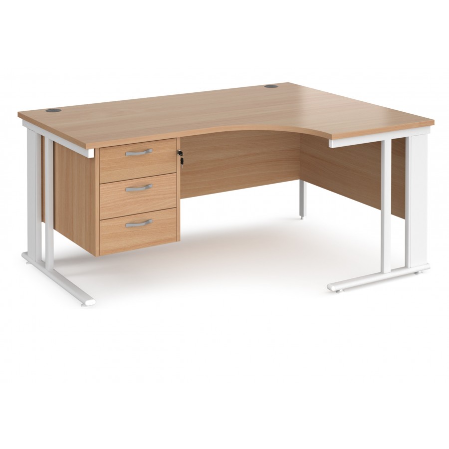 Maestro Cantilever Ergonomic Corner Desk with Fixed Pedestal